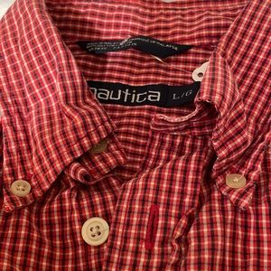 Nautica Mens Large Cotton Plaid Regular Fit‎ long Sleeve Button collar shirt